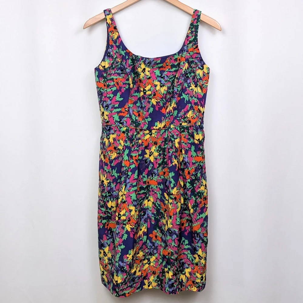 Shoshanna Mini Dress Silk Blend Abstract Floral Print Multicolor Sheath Dress 10 - Picture 3 of 13